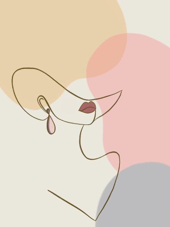Ilustración de un rostro femenino con pendiente: asesoramiento de armocromía